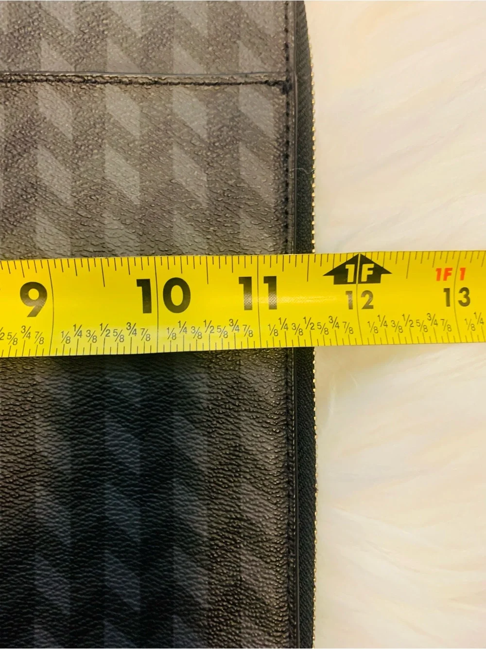 COACH ZIP AROUND TECH CASE PORTFOLIO BLACK GREY HERRINGBONE